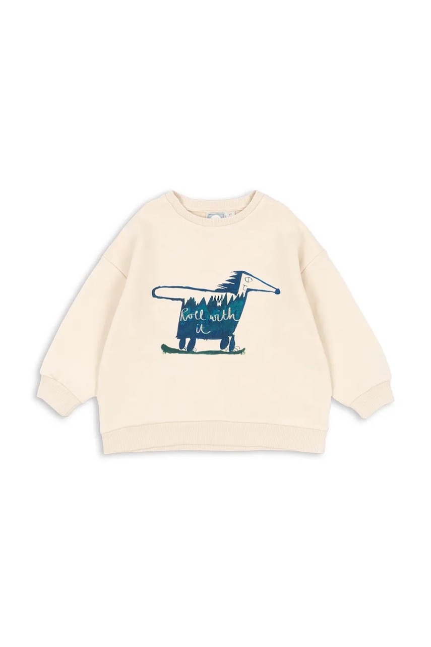 Детская хлопковая кофта Konges Sløjd RHW X KS ROLLER SWEAT OCS цвет бежевый с принтом Rosie Huntington Whiteley KS103619 Детская хлопковая кофта Konges Sløjd RHW X KS ROLLER SWEAT OCS цвет бежевый с принтом Rosie Huntington Whiteley KS103619