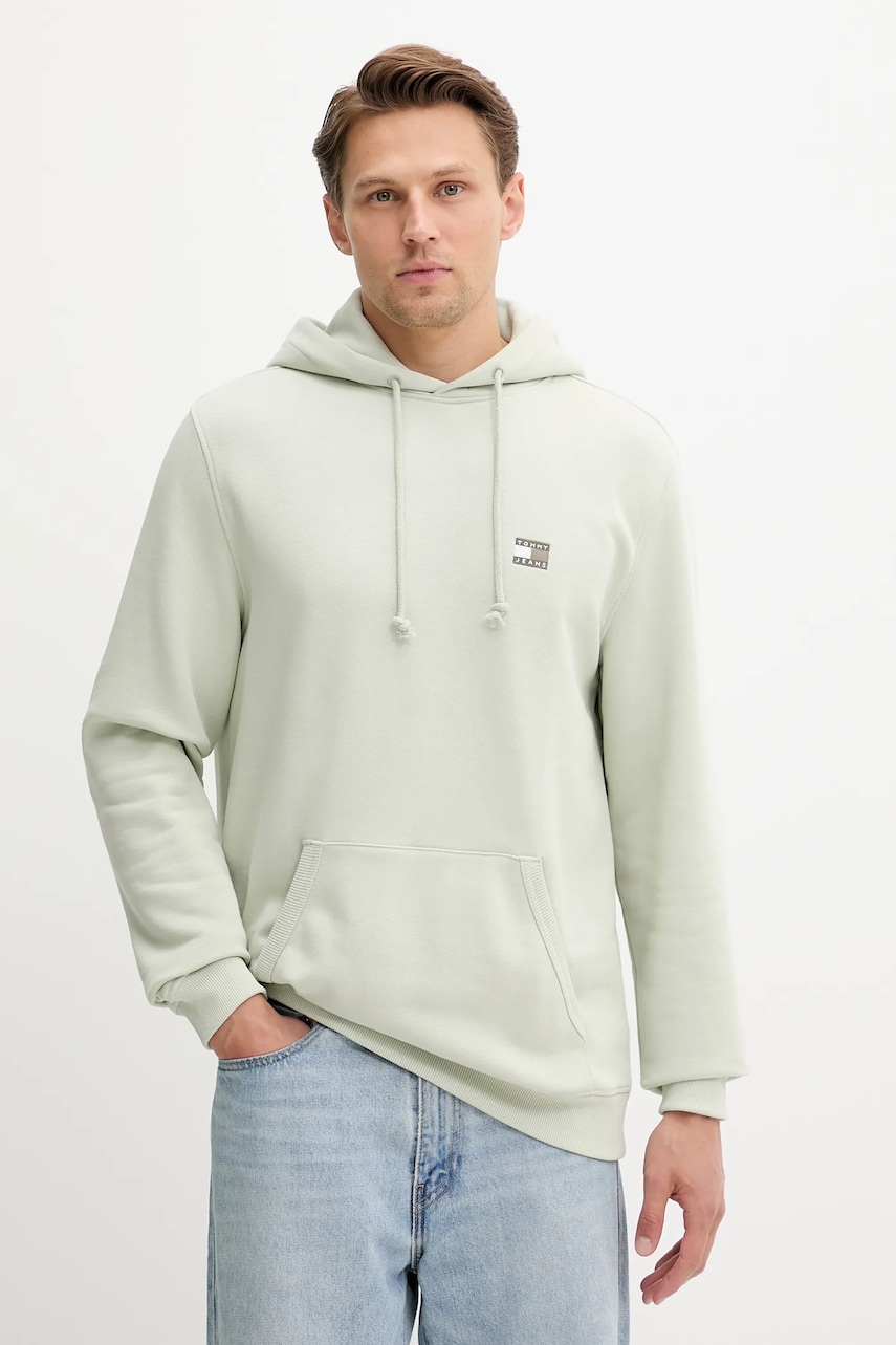 Tommy Jeans hanorac de bumbac barbati, culoarea bej, DM0DM20258