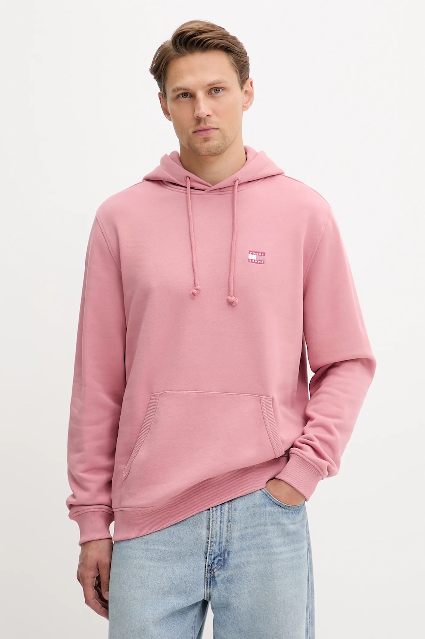 Tommy Jeans hanorac de bumbac bărbați, culoarea portocaliu, DM0DM20258