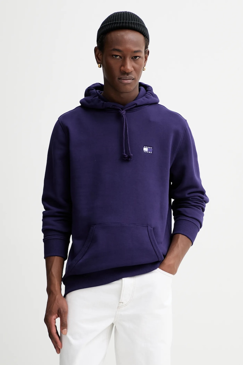 Tommy Jeans hanorac de bumbac bărbați, culoarea violet, DM0DM20258