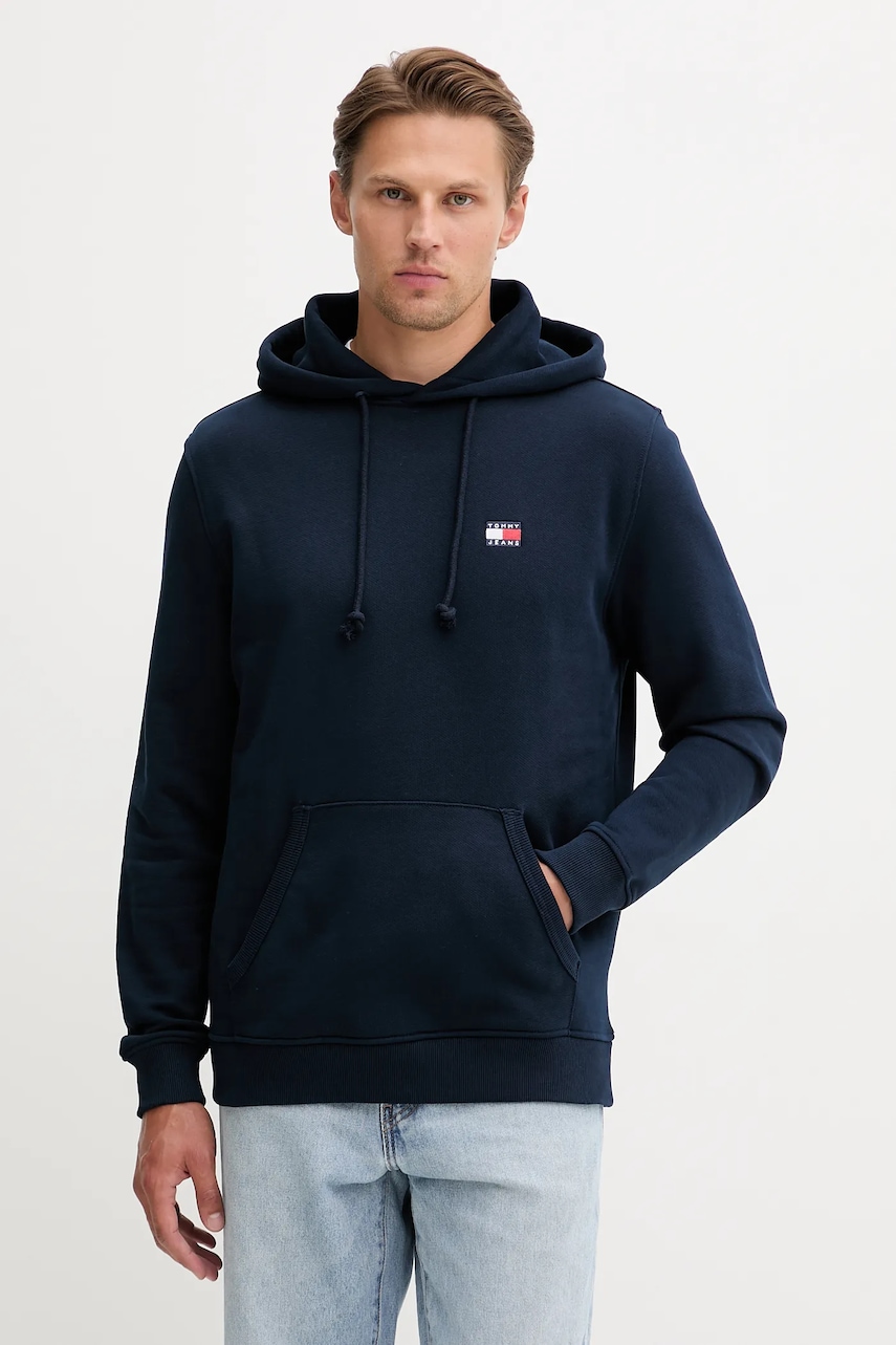 Tommy Jeans hanorac de bumbac bărbați, culoarea bleumarin, DM0DM20258