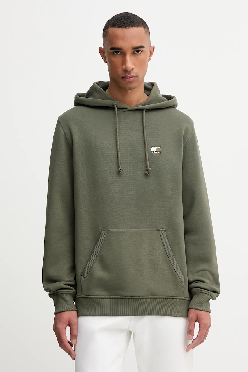 Tommy Jeans hanorac de bumbac bărbați, culoarea verde, DM0DM20258