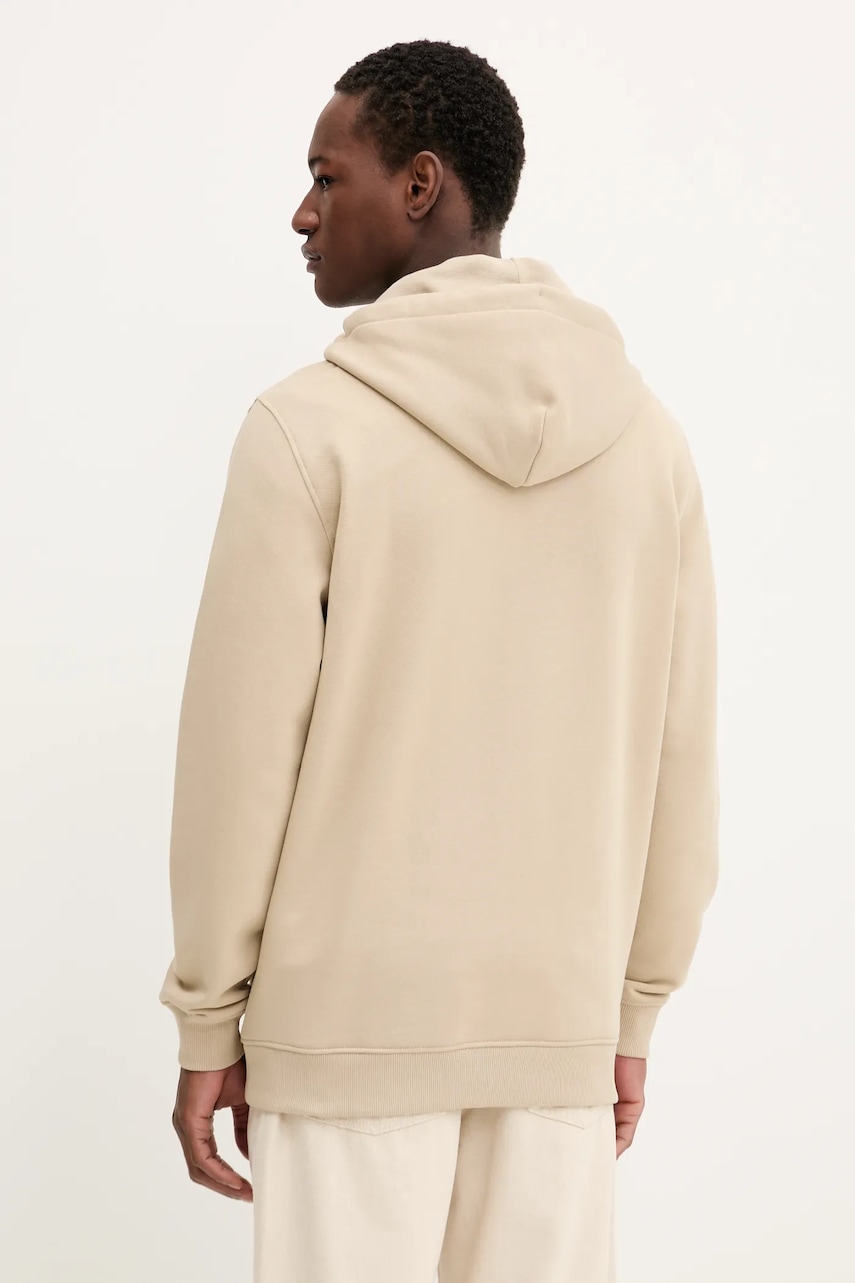 Хлопковая кофта Tommy Jeans цвет бежевый с капюшоном однотонная DM0DM20258 Хлопковая кофта Tommy Jeans цвет бежевый с капюшоном однотонная DM0DM20258
