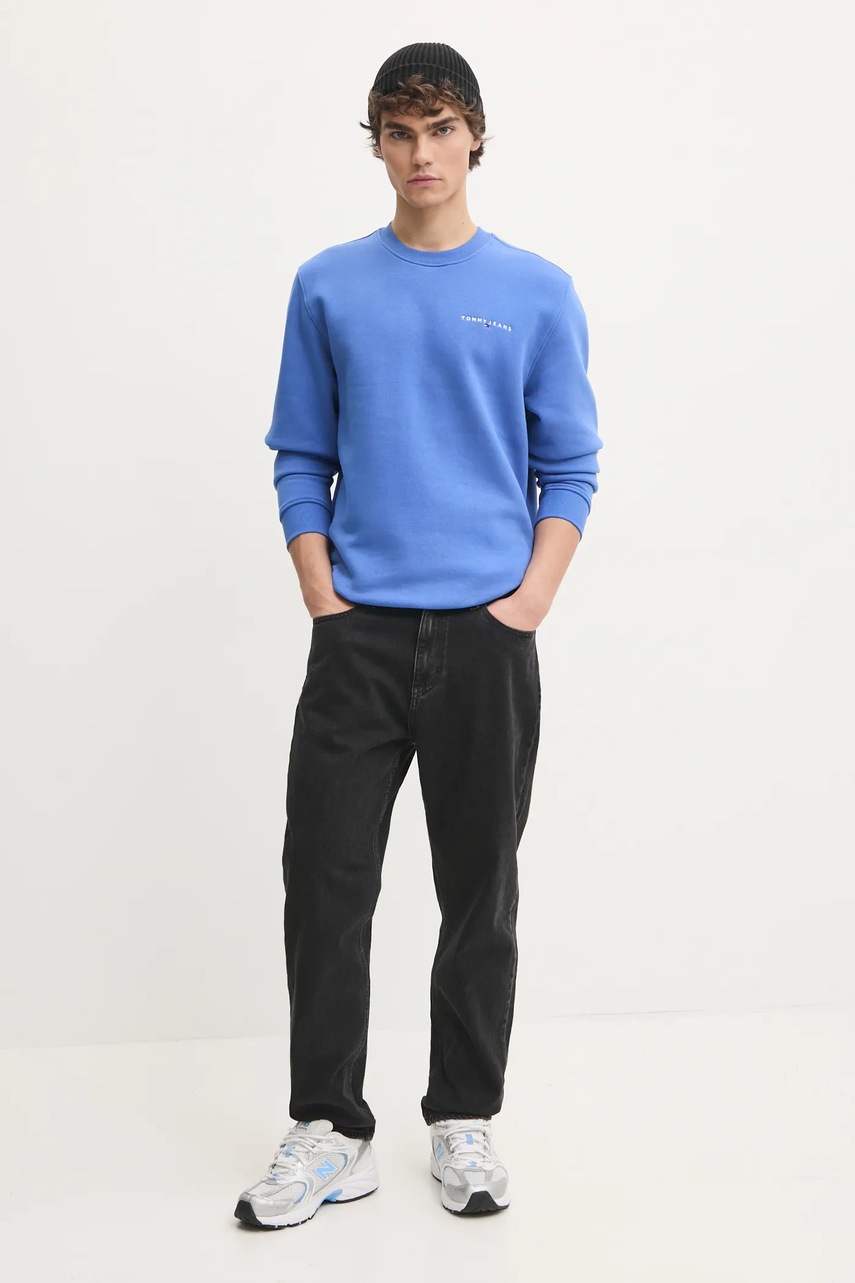 Кофта Tommy Jeans мужская цвет бирюзовый однотонная DM0DM20249 Кофта Tommy Jeans мужская цвет бирюзовый однотонная DM0DM20249