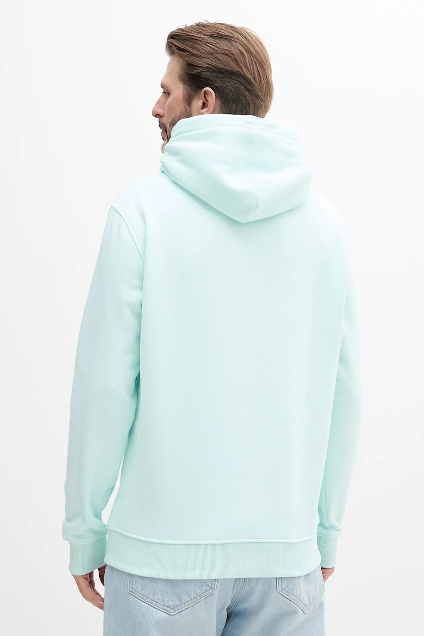 Кофта Tommy Jeans мужская цвет бирюзовый с капюшоном с принтом DM0DM20746 Кофта Tommy Jeans мужская цвет бирюзовый с капюшоном с принтом DM0DM20746