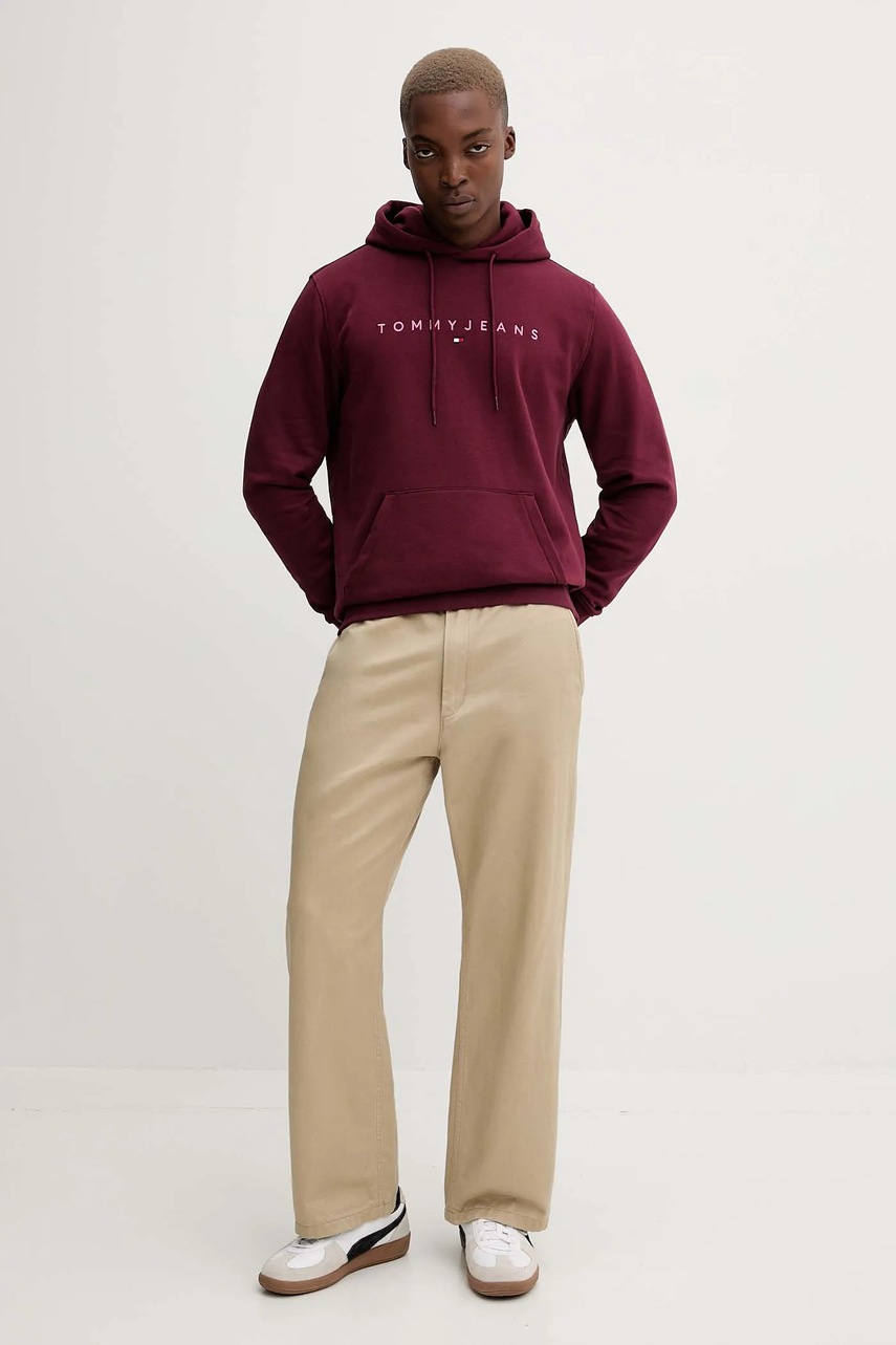 Кофта Tommy Jeans цвет бежевый с капюшоном с принтом DM0DM20746