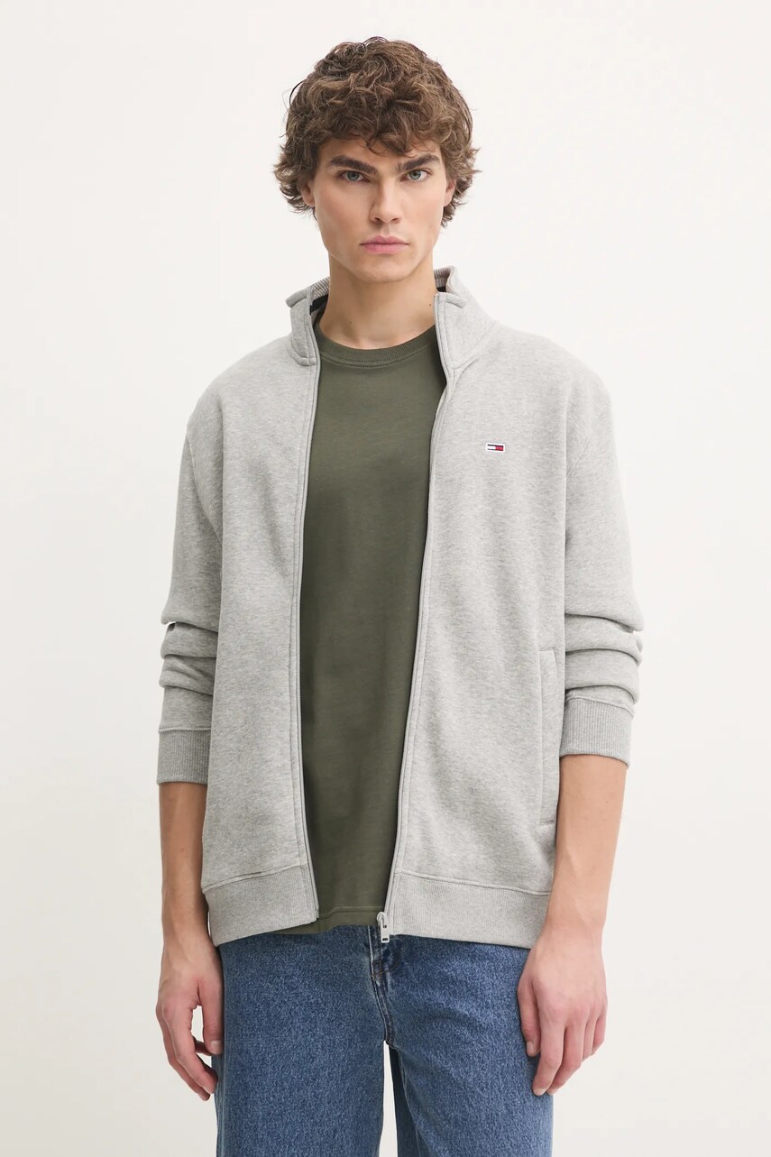 Tommy Jeans bluza barbati, culoarea gri, melanj, DM0DM20340