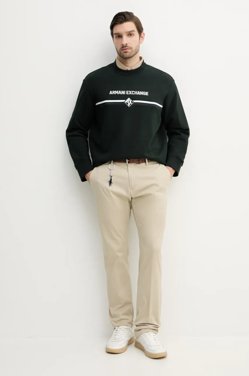 Хлопковая кофта Armani Exchange мужская цвет чёрный с аппликацией XM000226 AF12656 Хлопковая кофта Armani Exchange мужская цвет чёрный с аппликацией XM000226 AF12656