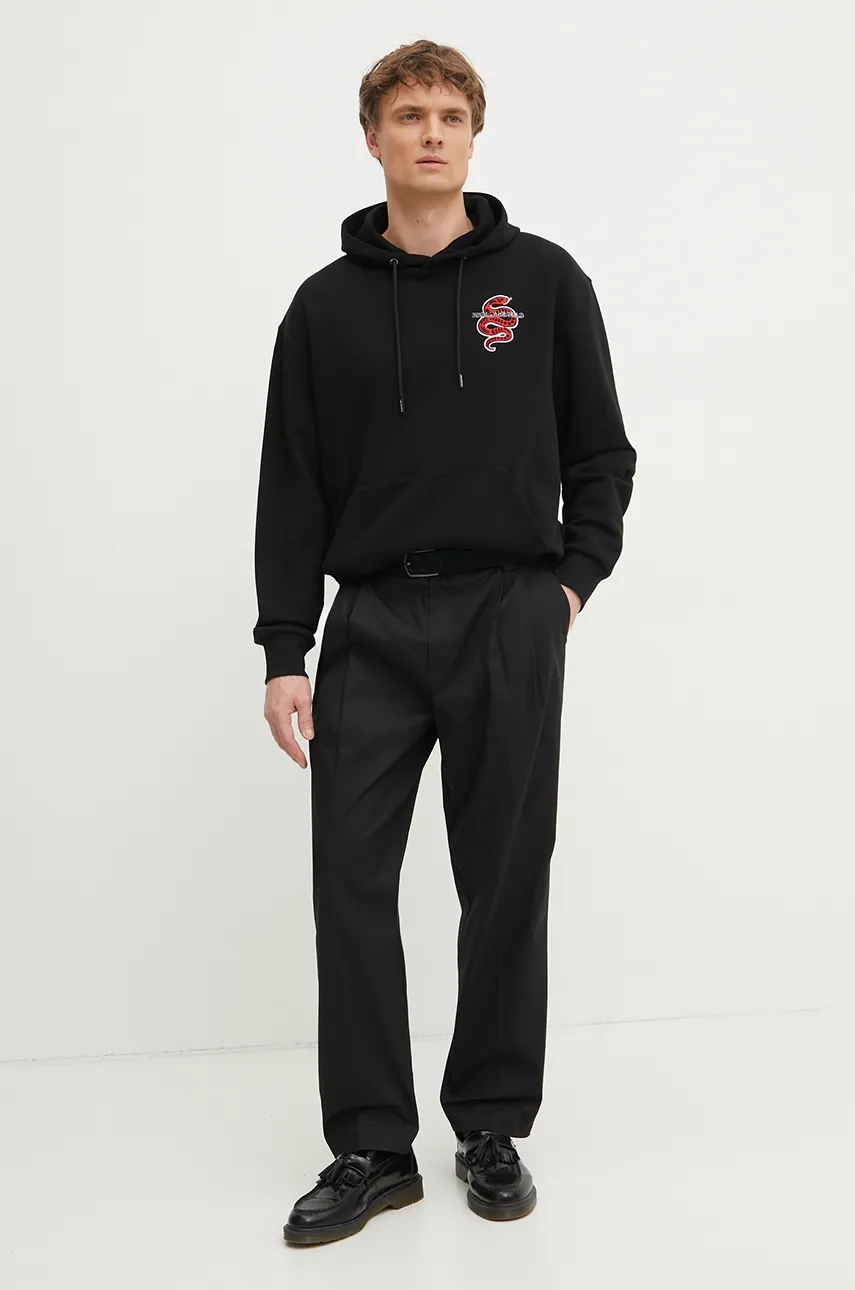Кофта Karl Lagerfeld мужская цвет чёрный с капюшоном с аппликацией 551900.705401 Кофта Karl Lagerfeld мужская цвет чёрный с капюшоном с аппликацией 551900.705401