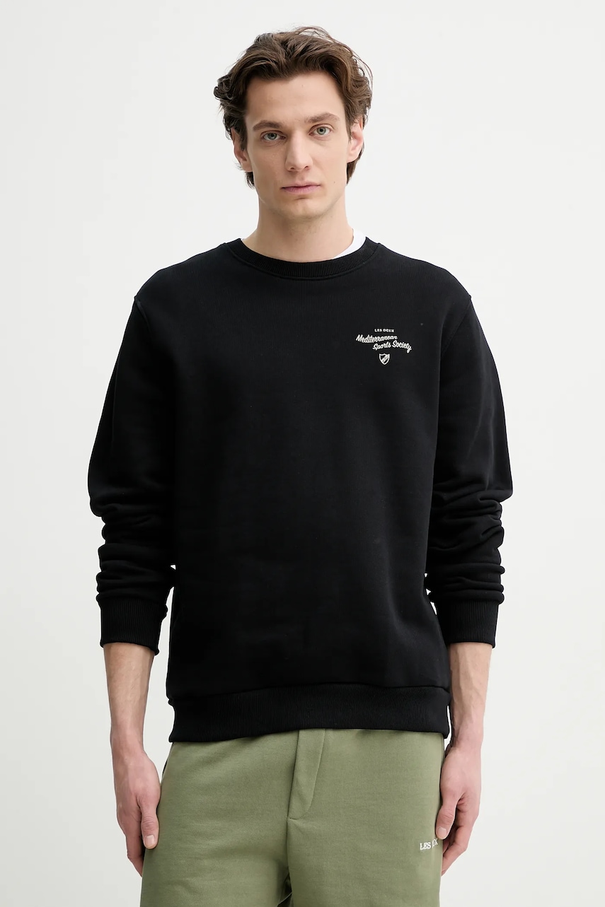 Les Deux hanorac de bumbac bărbați, culoarea negru, cu imprimeu, LDM200182