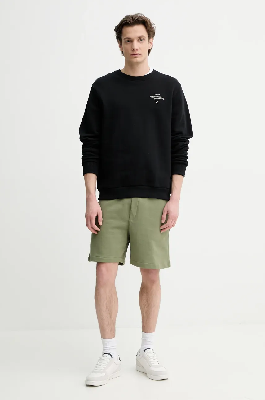 Хлопковая кофта Les Deux мужская цвет чёрный с принтом LDM200182 Хлопковая кофта Les Deux мужская цвет чёрный с принтом LDM200182