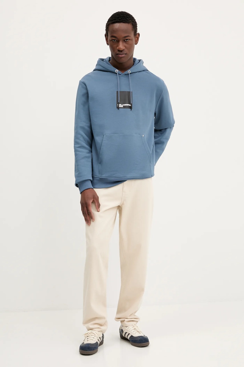 Хлопковая кофта Karl Lagerfeld Jeans цвет чёрный с капюшоном с принтом A1M20003