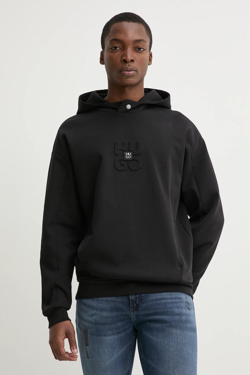 HUGO bluza barbati, culoarea negru, cu imprimeu, 50530191