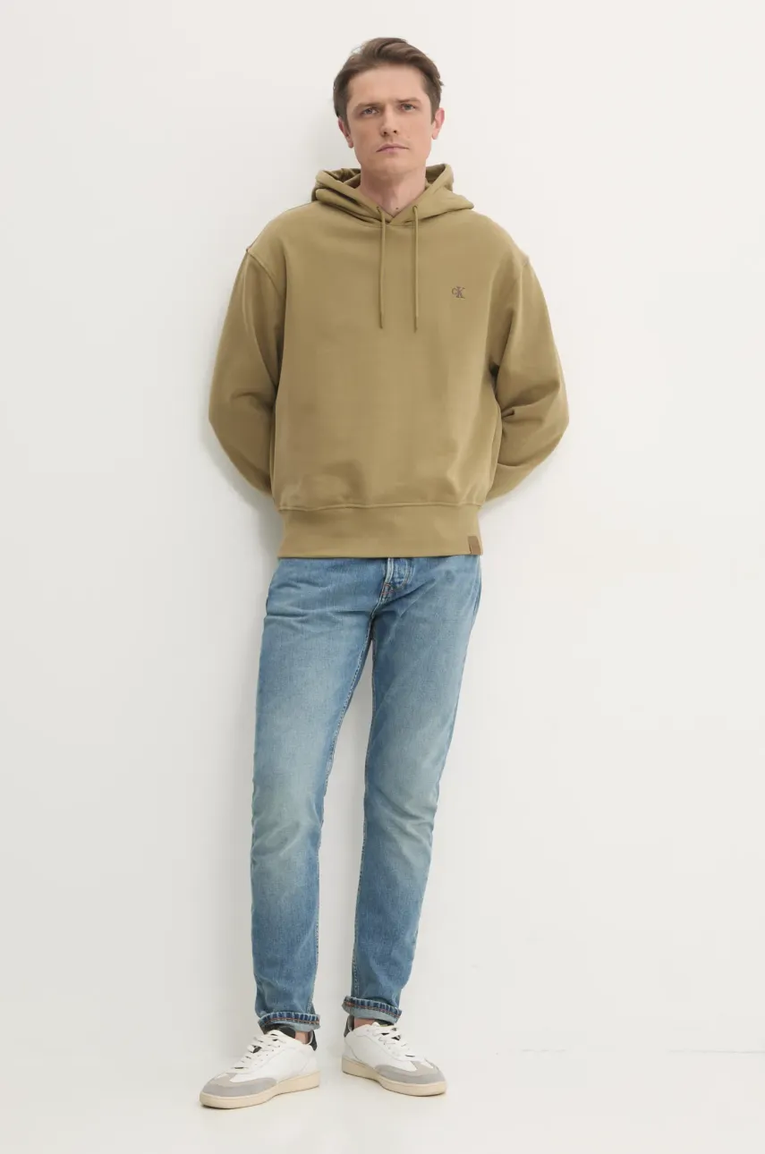 Хлопковая кофта Calvin Klein Jeans мужская с капюшоном однотонная J30J326748 Хлопковая кофта Calvin Klein Jeans мужская с капюшоном однотонная J30J326748