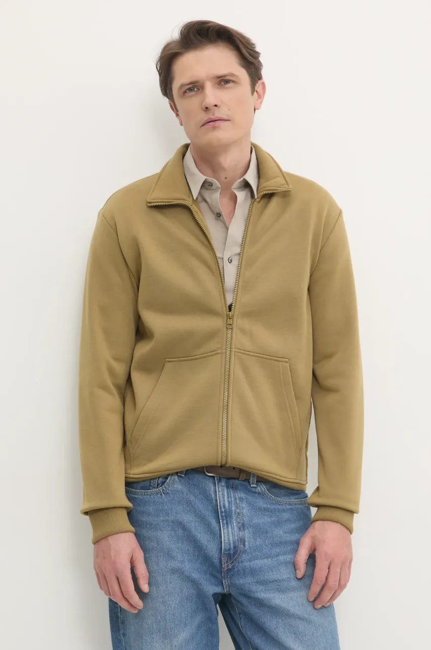 Levně Mikina Calvin Klein Jeans pánská, zelená barva, hladká, J30J326778