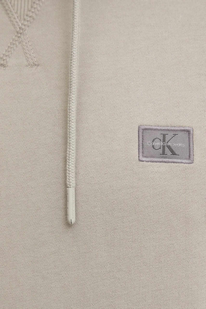 Бавовняна кофта Calvin Klein Jeans чоловіча колір сірий з капюшоном однотонна J30J327113 