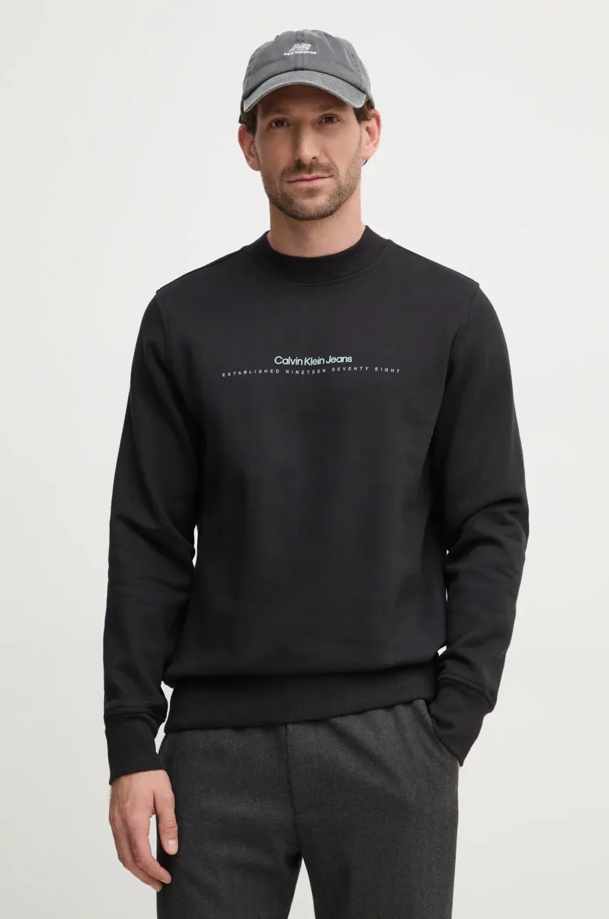 Mikina Calvin Klein Jeans pánská, černá barva, s potiskem, J30J327119