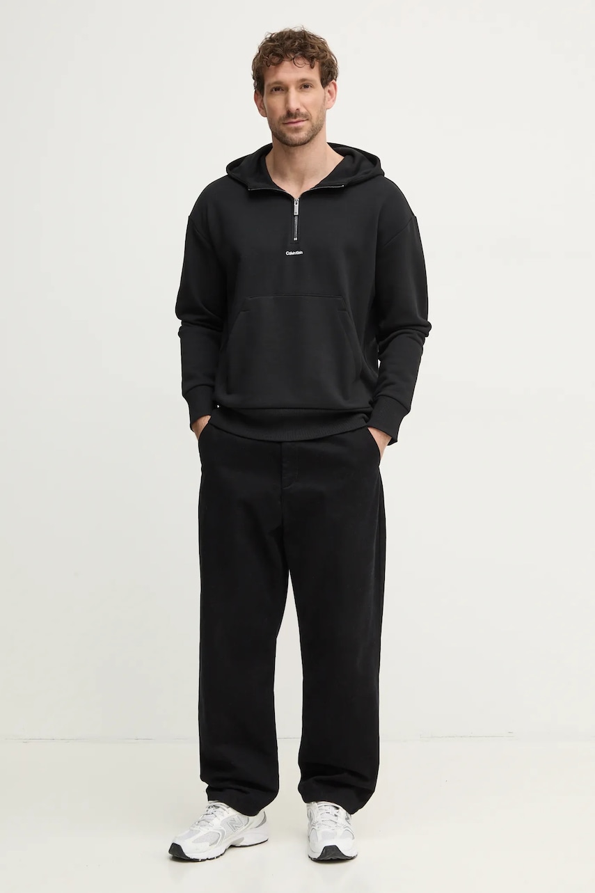 Кофта Calvin Klein мужская цвет чёрный с капюшоном однотонная K10K113762 Кофта Calvin Klein мужская цвет чёрный с капюшоном однотонная K10K113762