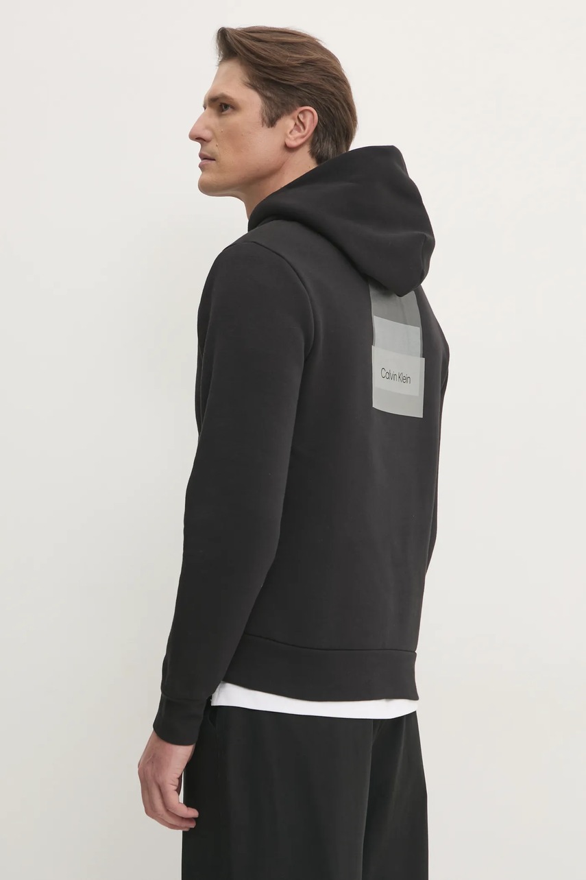 Кофта Calvin Klein чоловіча колір чорний з капюшоном з принтом K10K113773 
