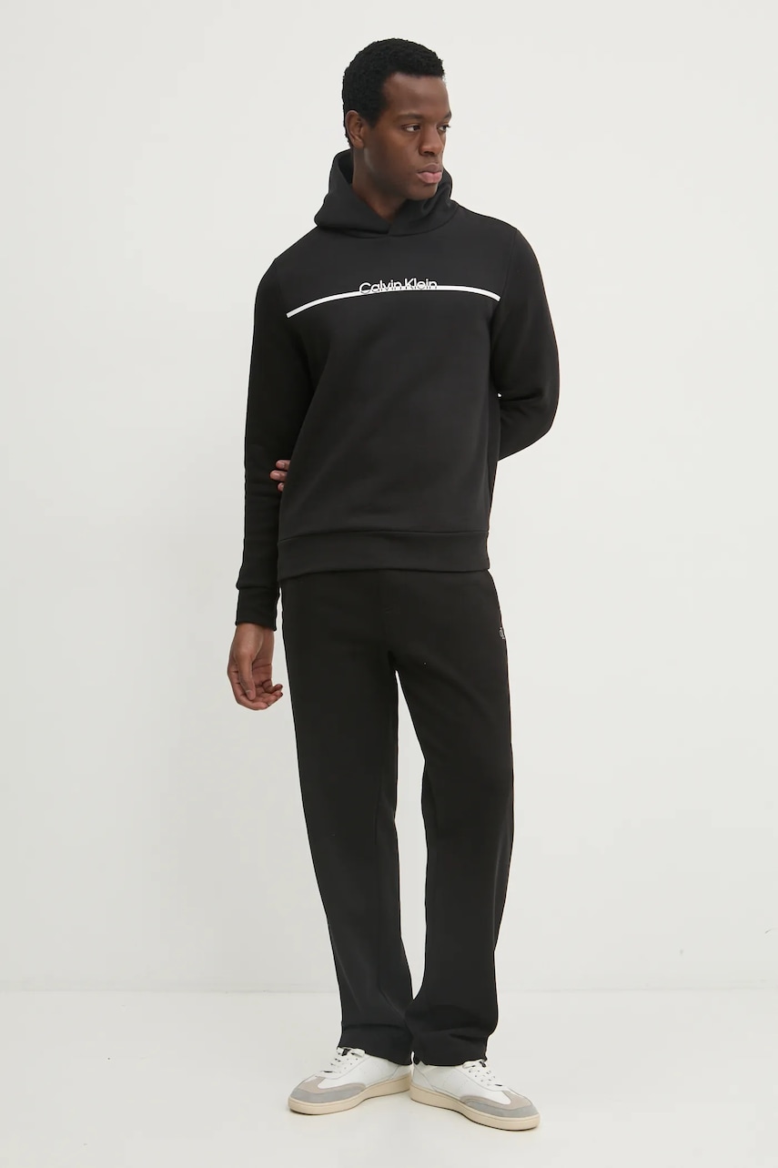 Кофта Calvin Klein мужская цвет чёрный с капюшоном с принтом K10K114338 Кофта Calvin Klein мужская цвет чёрный с капюшоном с принтом K10K114338