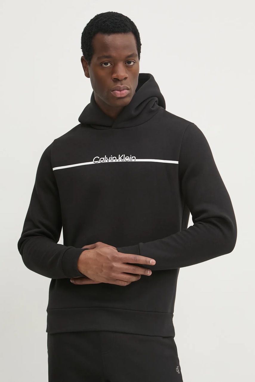 Кофта Calvin Klein чоловіча колір чорний з капюшоном з принтом K10K114338 