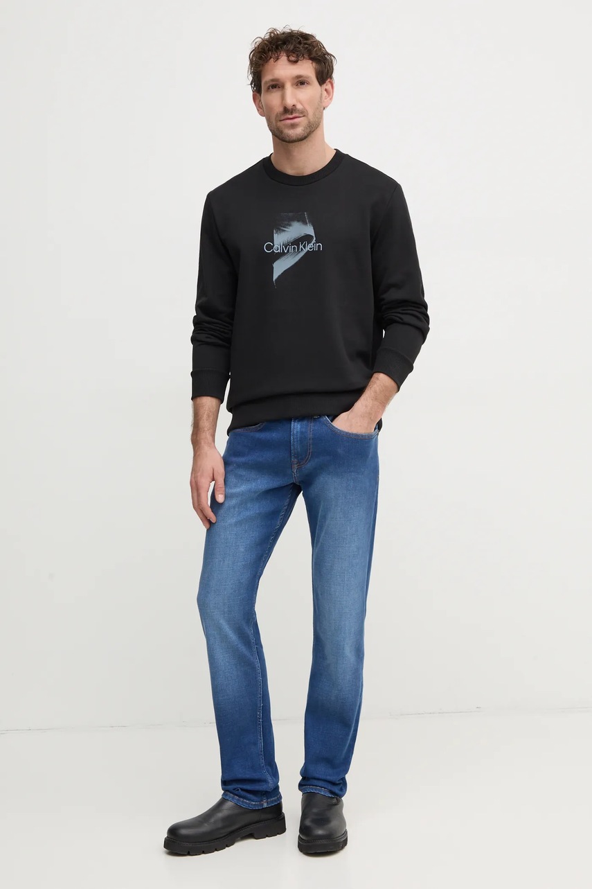 Хлопковая кофта Calvin Klein мужская цвет чёрный с принтом K10K114351 Хлопковая кофта Calvin Klein мужская цвет чёрный с принтом K10K114351