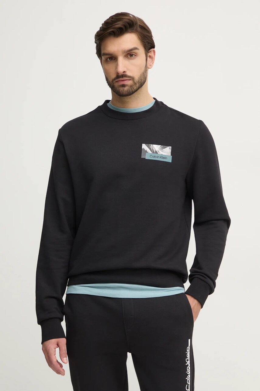 Levně Mikina Calvin Klein pánská, černá barva, hladká, K10K114352