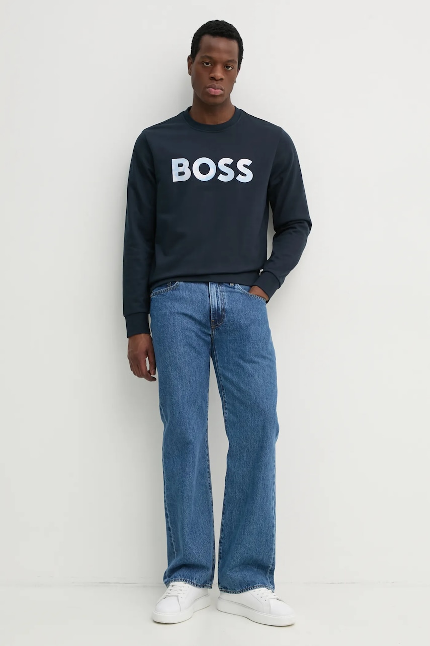 Хлопковая кофта BOSS мужская цвет синий однотонная 50531310 Хлопковая кофта BOSS мужская цвет синий однотонная 50531310