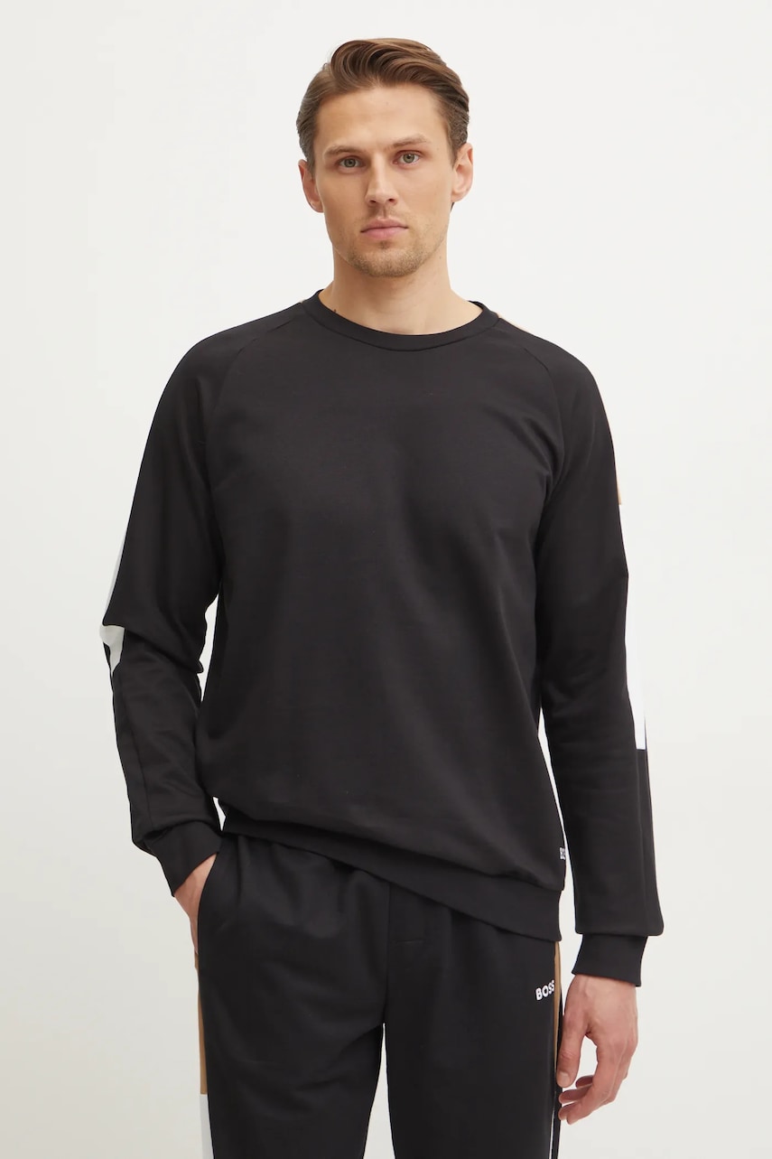 BOSS hanorac lounge din bumbac culoarea negru, modelator, 50535787 BOSS hanorac lounge din bumbac culoarea negru, modelator, 50535787