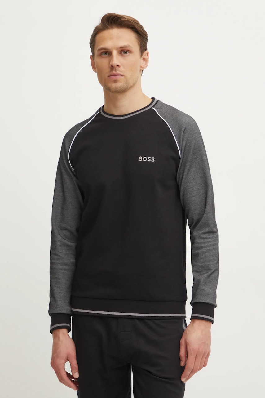 BOSS bluză lounge culoarea negru, cu imprimeu, 50535836
