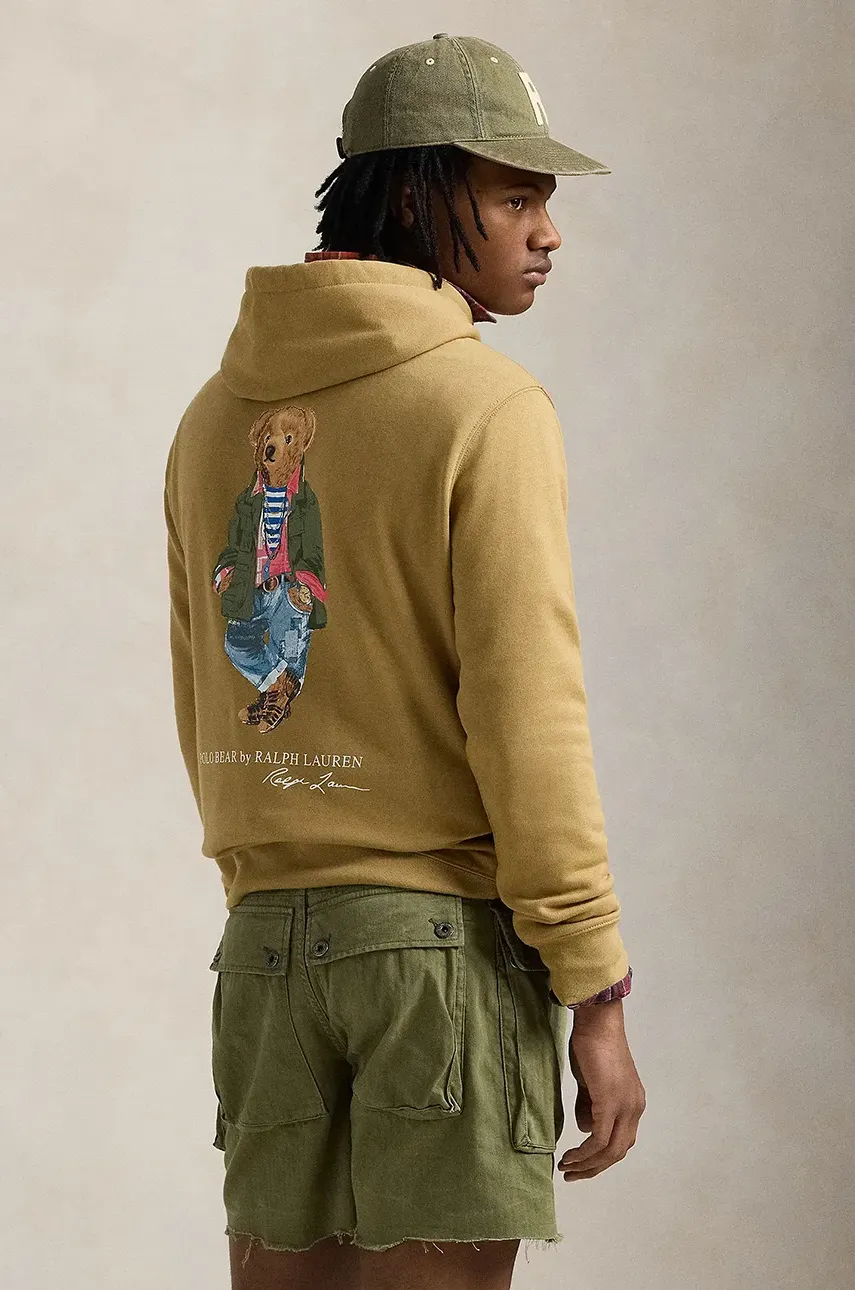 Кофта Polo Ralph Lauren мужская цвет бежевый с капюшоном с принтом 710958449 Кофта Polo Ralph Lauren мужская цвет бежевый с капюшоном с принтом 710958449