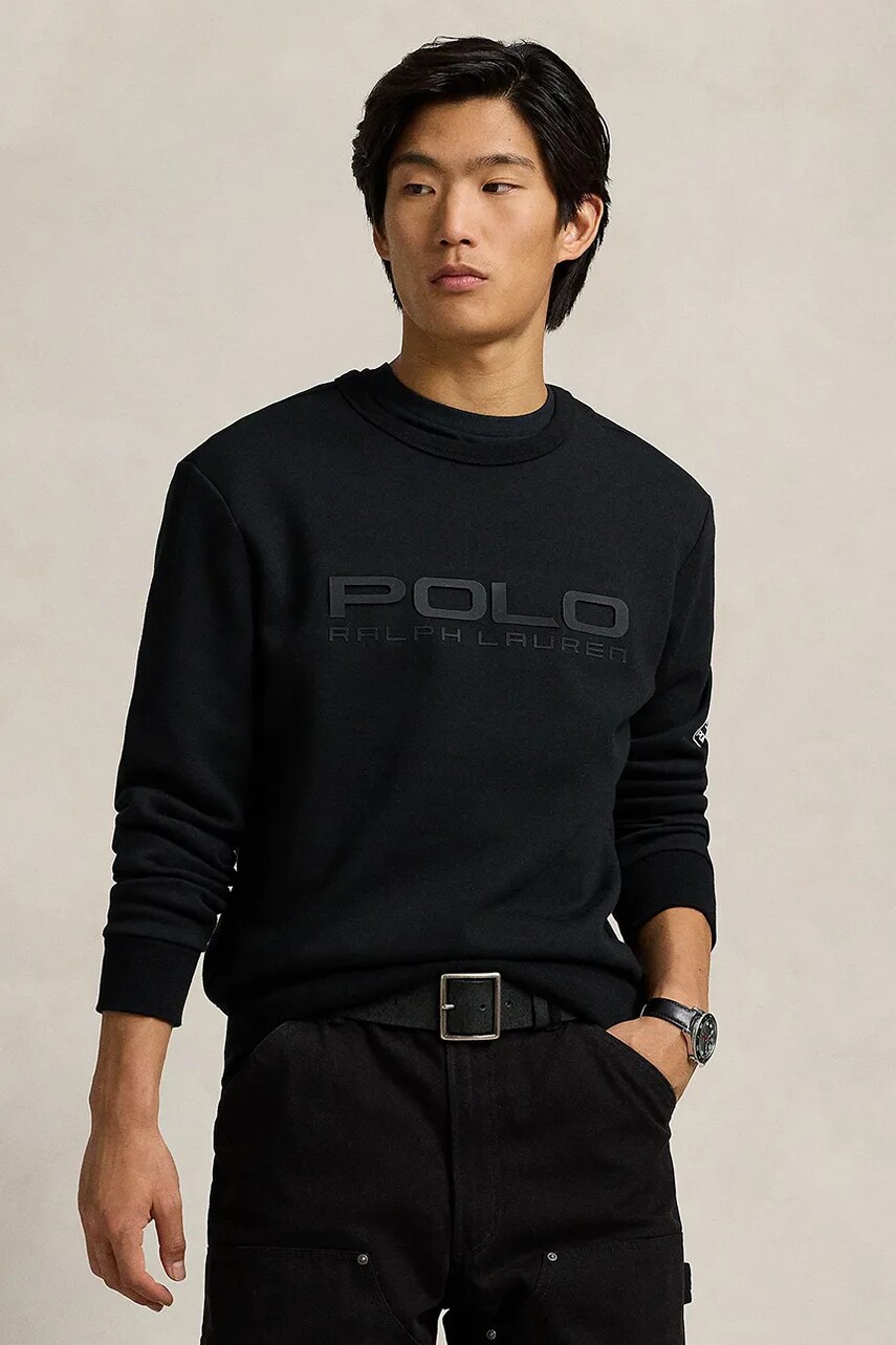 Levně Mikina Polo Ralph Lauren pánská, černá barva, s potiskem, 710959026