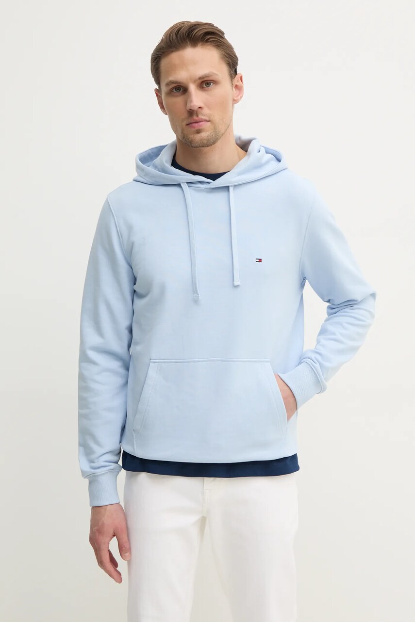 Levně Bavlněná mikina Tommy Hilfiger pánská, černá barva, s kapucí, melanžová, MW0MW37235