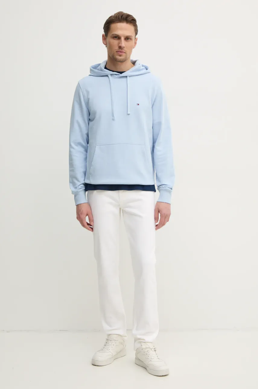 Хлопковая кофта Tommy Hilfiger мужская цвет чёрный с капюшоном меланж MW0MW37235 Хлопковая кофта Tommy Hilfiger мужская цвет чёрный с капюшоном меланж MW0MW37235