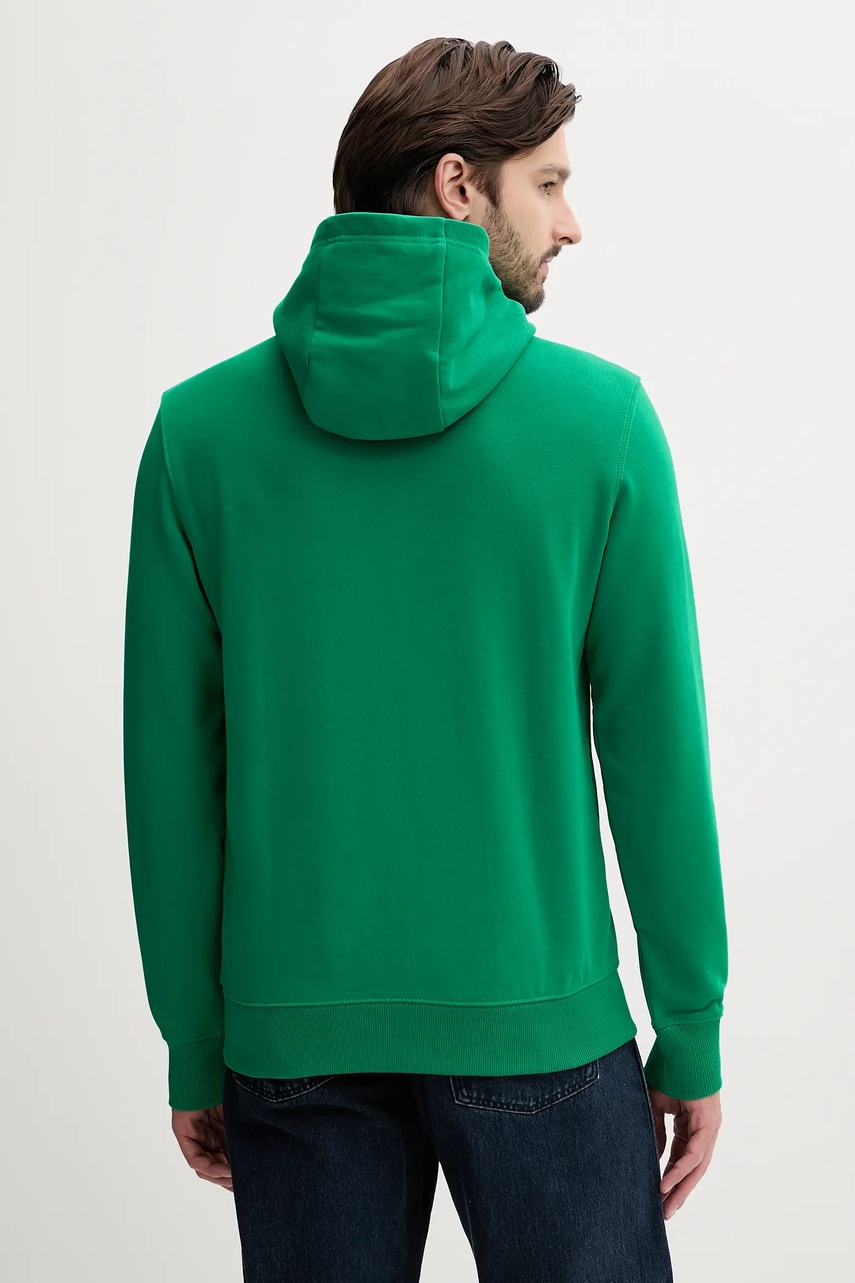 Хлопковая кофта Tommy Hilfiger цвет зелёный с капюшоном меланж MW0MW37235
