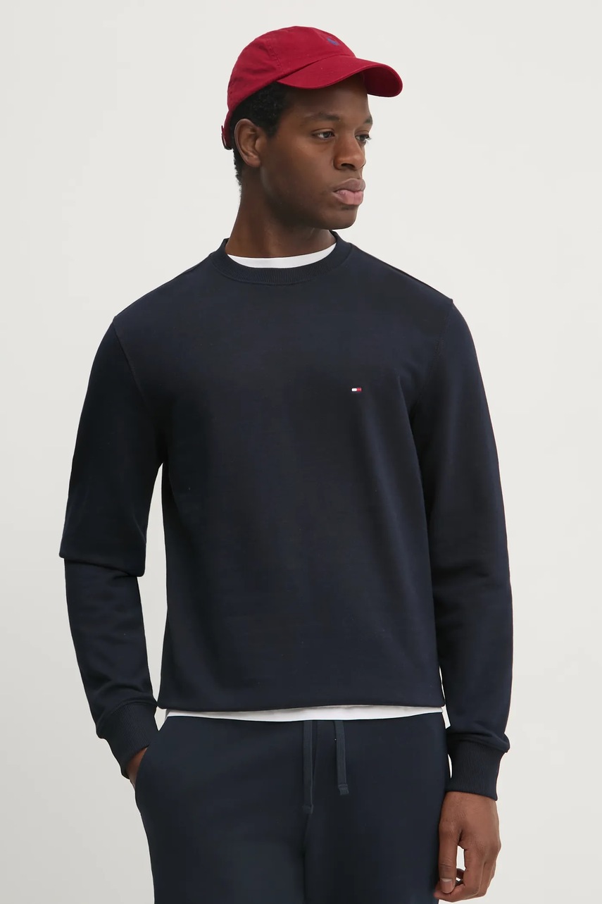 Levně Bavlněná mikina Tommy Hilfiger pánská, tmavomodrá barva, hladká, MW0MW37237