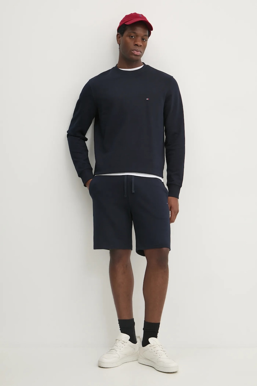 Хлопковая кофта Tommy Hilfiger мужская цвет синий однотонная MW0MW37237 Хлопковая кофта Tommy Hilfiger мужская цвет синий однотонная MW0MW37237