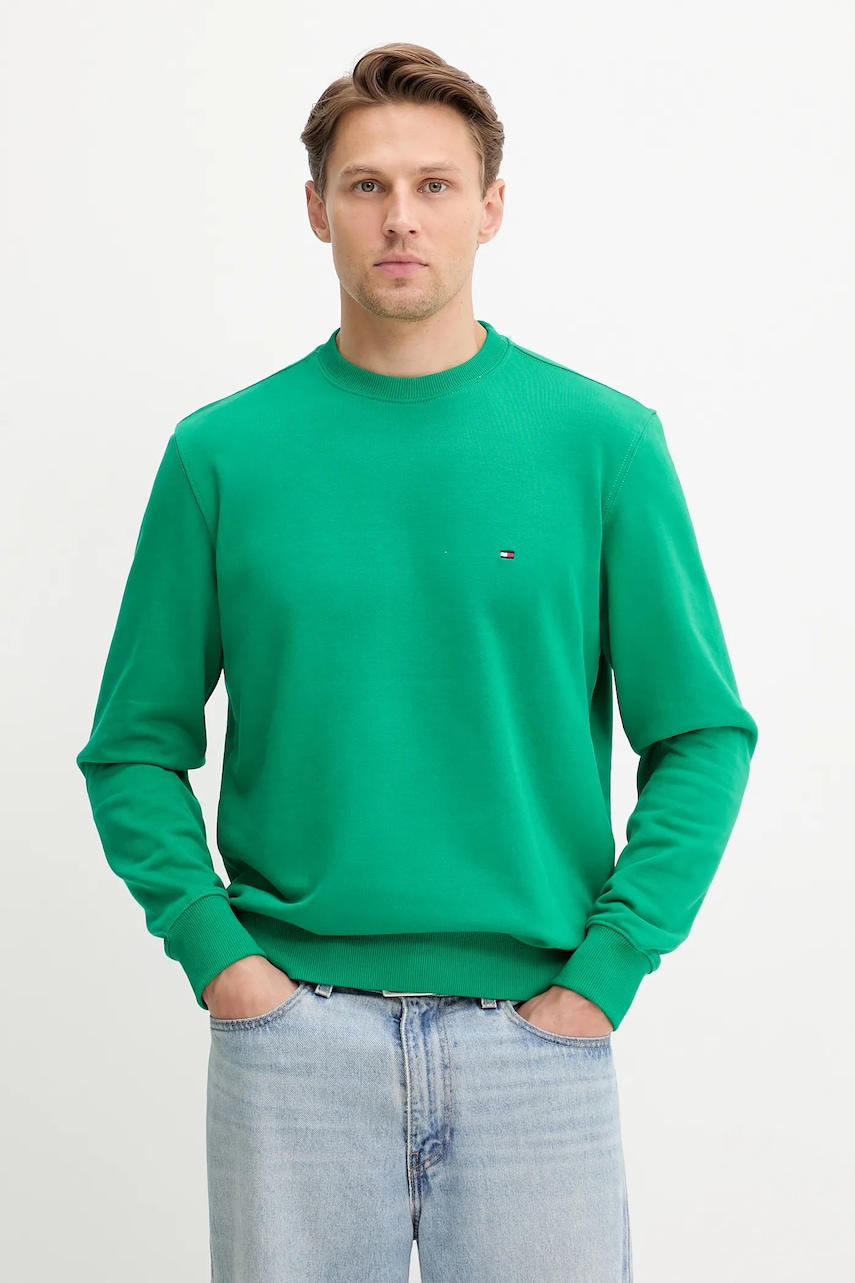 

Памучен суичър Tommy Hilfiger мъжки в черно с изчистен дизайн MW0MW37237, Зелен