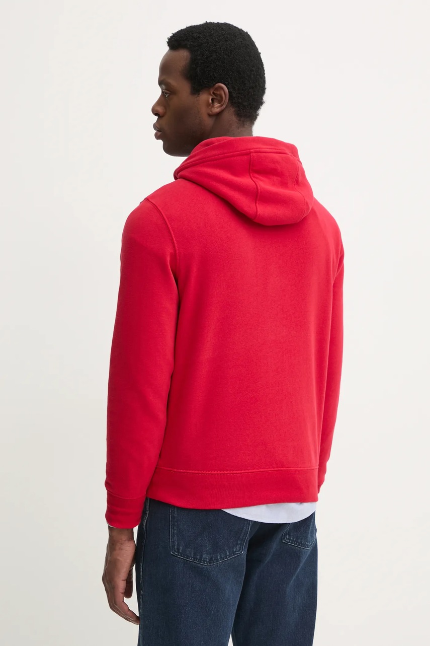 Кофта Tommy Hilfiger чоловіча колір червоний з капюшоном з принтом MW0MW37455 
