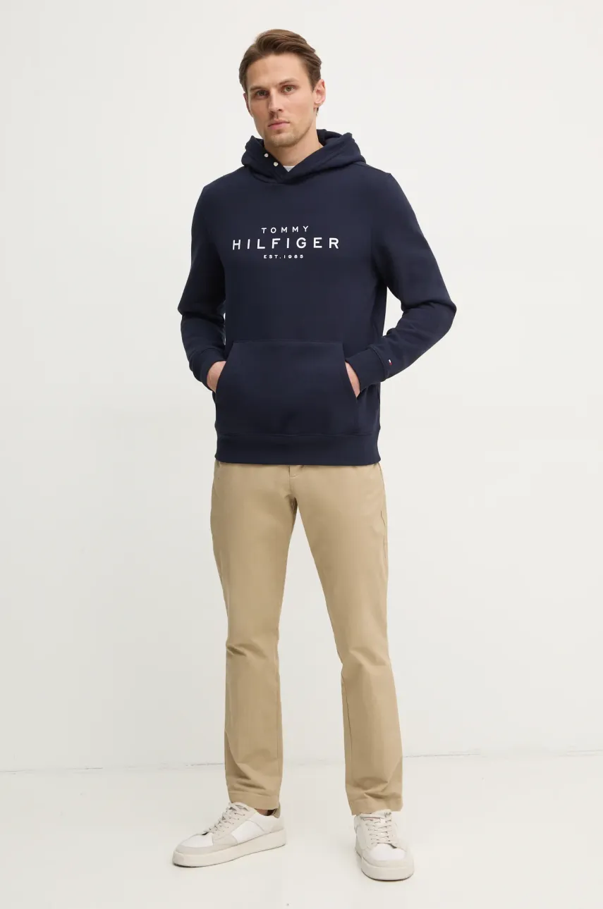 Кофта Tommy Hilfiger мужская цвет синий с капюшоном с принтом MW0MW37455 Кофта Tommy Hilfiger мужская цвет синий с капюшоном с принтом MW0MW37455