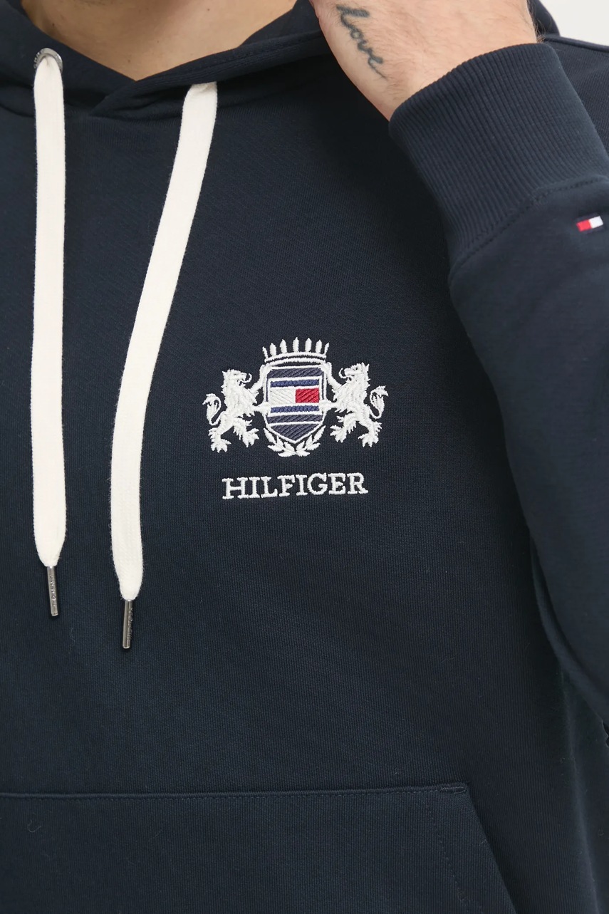 Βαμβακερή μπλούζα Tommy Hilfiger χρώμα: ναυτικό μπλε, με κουκούλα, MW0MW37462 φωτογραφία
