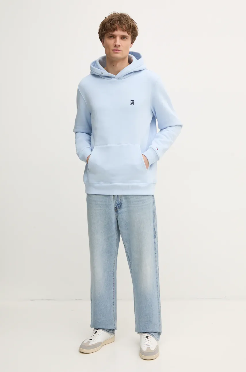 Хлопковая кофта Tommy Hilfiger мужская с капюшоном однотонная MW0MW37469 Хлопковая кофта Tommy Hilfiger мужская с капюшоном однотонная MW0MW37469