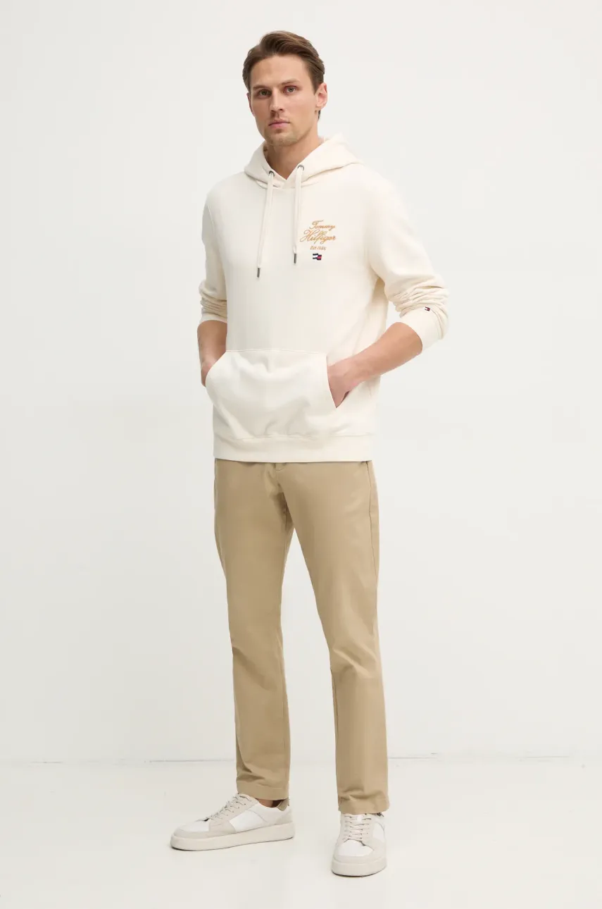 Кофта Tommy Hilfiger мужская цвет бежевый с капюшоном с аппликацией MW0MW37475 Кофта Tommy Hilfiger мужская цвет бежевый с капюшоном с аппликацией MW0MW37475