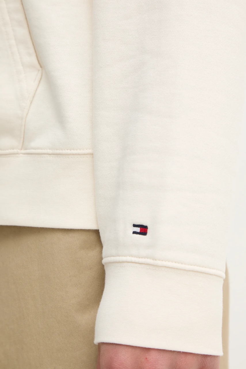 Кофта Tommy Hilfiger чоловіча колір бежевий з капюшоном з аплікацією MW0MW37475 