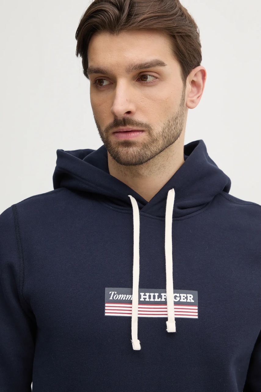 Μπλούζα Tommy Hilfiger χρώμα: ναυτικό μπλε, με κουκούλα, MW0MW38331 φωτογραφία