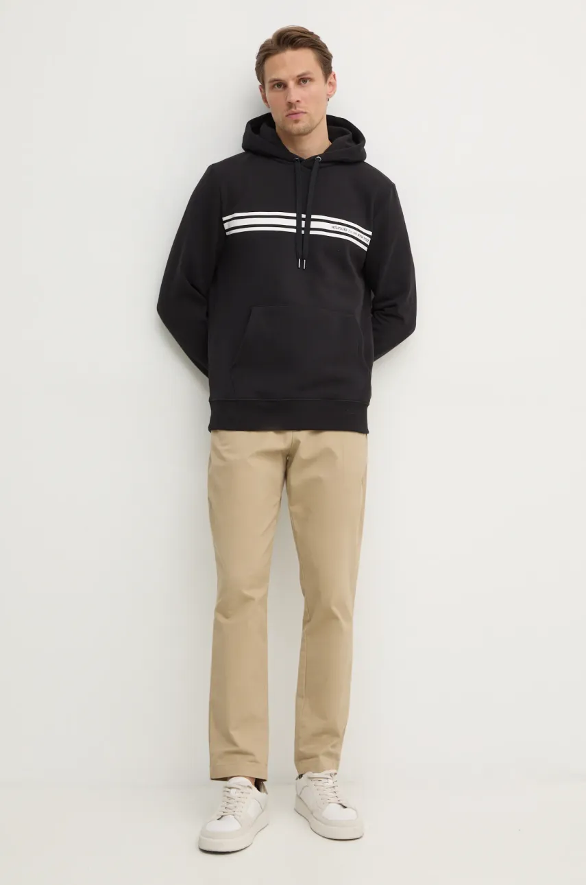 Кофта Tommy Hilfiger мужская цвет чёрный с капюшоном с принтом MW0MW38332 Кофта Tommy Hilfiger мужская цвет чёрный с капюшоном с принтом MW0MW38332