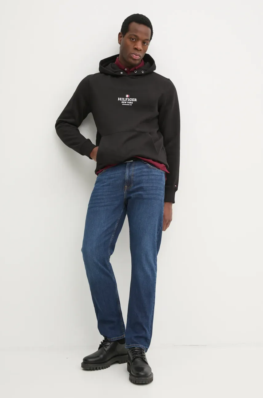 Кофта Tommy Hilfiger мужская цвет чёрный с капюшоном с принтом MW0MW39050 Кофта Tommy Hilfiger мужская цвет чёрный с капюшоном с принтом MW0MW39050