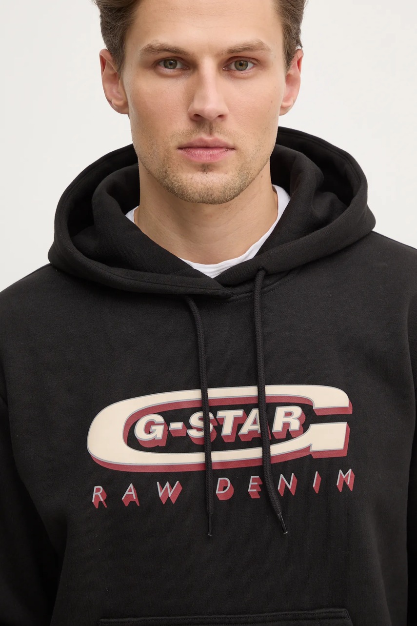 Μπλούζα G-Star χρώμα: μαύρο, με κουκούλα, D26347-D733 φωτογραφία