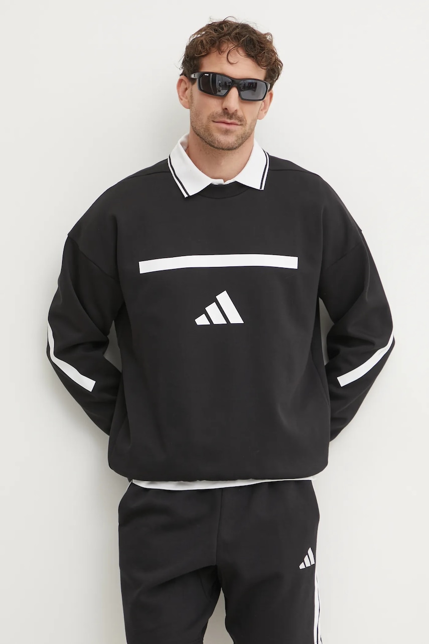 adidas bluză Z.N.E. bărbați, culoarea negru, cu imprimeu, JD5982