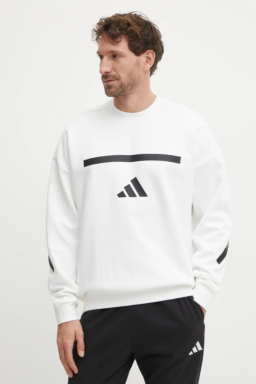 Levně Mikina adidas Z.N.E. pánská, béžová barva, s potiskem, JF2451
